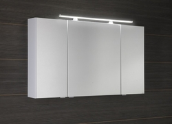 RIWA galerka s LED osvětlením, 3x dvířka, 121x70x17cm, bílá lesk
