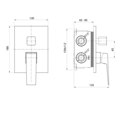 AQUALINE RITMO podomítková sprchová baterie, 2 výstupy, chrom (RT042)