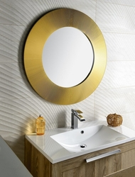 SAPHO SUNBEAM kulaté zrcadlo v rámu, pr.90cm, zlatá (SB900)