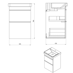 SAPHO SITIA umyvadlová skříňka 46,4x70x43,4cm, 2xzásuvka, bílá mat (SI050-3131)