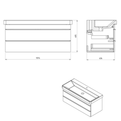 SAPHO SITIA umyvadlová skříňka 101,4x43,2x43,4cm, 2xzásuvka, dub alabma (SI105-2222)