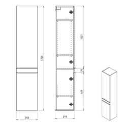 SAPHO SITIA skříňka vysoká 35x172x32cm, 2x dvířka, levá/pravá, dub alabama (SI230-2222)
