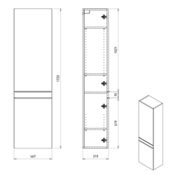 SAPHO SITIA skříňka vysoká 46,7x172x32cm, 2x dvířka, levá/pravá, dub stříbrný (SI450-1111)