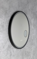 TARAN kulaté zrcadlo s LED osvětlením ø 70cm, kosm.zrcátko, senzor, fólie anti-fog, 3000-6500°K, černá mat- II.Jakost