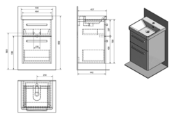 SAPHO THEIA umyvadlová skříňka 46,4x70x44,2cm, 2xzásuvka, bílá (TH050) (TH050-3030)