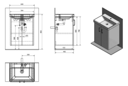 SAPHO THEIA umyvadlová skříňka 56,4x70x44,2cm, 2xdvířka, bílá (TH062) (TH062-3030)