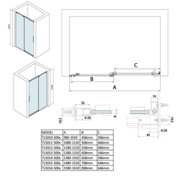 POLYSAN THRON LINE sprchové dveře 1580-1610 mm, čiré sklo (TL5016A BOX 1/2)