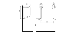 SAPHO Keramická oddělovací stěna mezi urinály 60x12x36cm (TP660)
