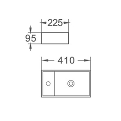 MEREO Umývátko L/P na nábytek bez přepadu, 410x225x95 mm, obdélníkové, keramické (UC412210)