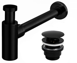 Olsen Spa Umyvadlový kovový sifon s click/clack zátkou, univerzální, černá (BAHA5215)