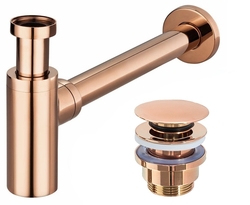 Olsen Spa Umyvadlový kovový sifon s click/clack zátkou, univerzální, zlatá růžová (BAHA8541)