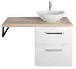 AQUALINE - VEGA sestava koupelnového nábytku, š. 97,5 cm, bílá/dub platin (VG052-02)