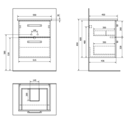 VEGA umyvadlová skříňka 51,5x60x43,6 cm, 2xzásuvka, bílá