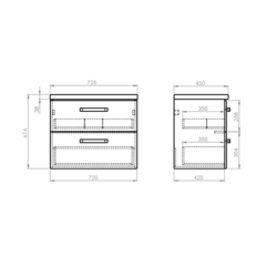 VEGA umyvadlová skříňka s deskou VEGA, 72,5x61,4x45 cm, bílá