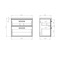 VEGA umyvadlová skříňka s deskou VEGA, 82,5x71,4x45 cm, bílá