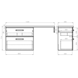 VEGA umyvadlová skříňka s deskou VEGA a podpěrnou konzolí, 144,5x71,4x45 cm, bílá (VG083-02)