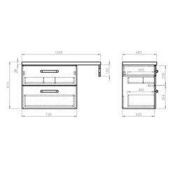 VEGA umyvadlová skříňka s deskou VEGA a podpěrnou konzolí, 103,5x61,4x45 cm, dub platin