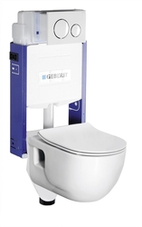 WC SADA závěsné WC Brilla s nádržkou a tlačítkem Geberit, pro zazdění