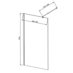 AQUALINE WALK-IN zástěna jednodílná k instalaci na zeď, 700x1900 mm, Brick sklo (WI070)