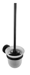 Sapho X-ROUND BLACK WC štětka nástěnná, miska mléčné sklo, černá (XR303B)