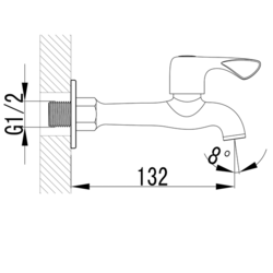 AQUALINE - Nástěnný ventil 1/2´´, dlouhý, chrom (ZY12062)