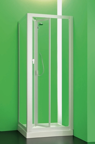 Sprchová zástěna DOMINO, Výška - 185 cm, Barva rámu zástěny - Plast bílý, Provedení - Univerzální, Výplň - Čiré bezpečnostní sklo - 3 mm, Šíře - 90 cm