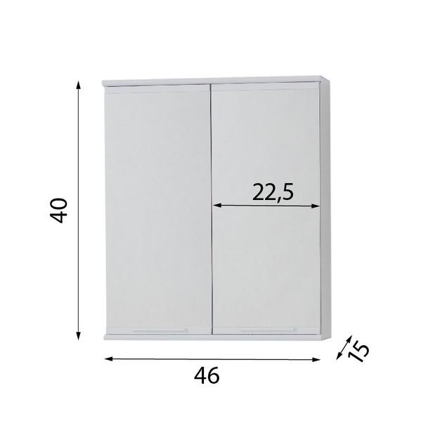 Závěsná skříňka se zrcadlem BASIC I, II, Rozměry skříněk - 46 × 40 × 15 cm