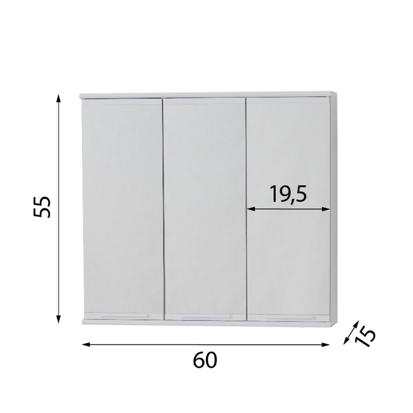 Závěsná skříňka se zrcadlem TRIGA I, II, Rozměry skříněk - 60 × 55 × 15 cm