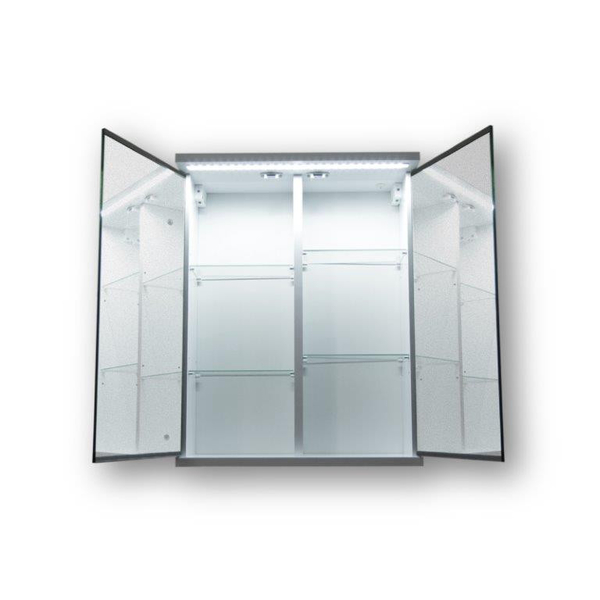 Vrchní zrcadlová skříňka NICE s LED osvětlením, Rozměry skříněk - 80 × 64 ×15 cm