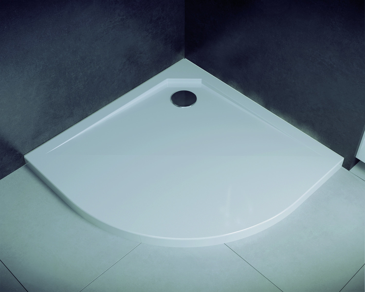 Čtvrtkruhová sprchová vanička ASCO, Provedení - Univerzální, Šíře - 80 cm, Hloubka - 80 cm, Výška - 3,5 cm