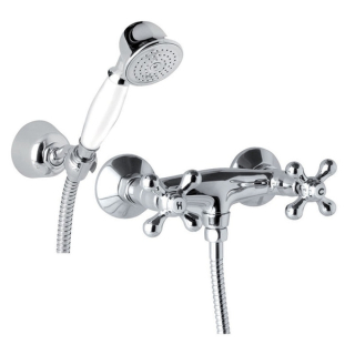 MEREO Sprchová nástěnná baterie, Retro Viktorie, 150 mm, s příslušenstvím, chrom (CBL601)